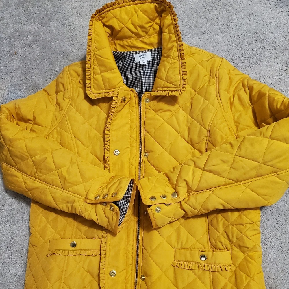 CROWN & IVY Women's Gold Quilted  Jacket  Lightweight Puffer GOLD Size ( XL) - Picture 8 of 8